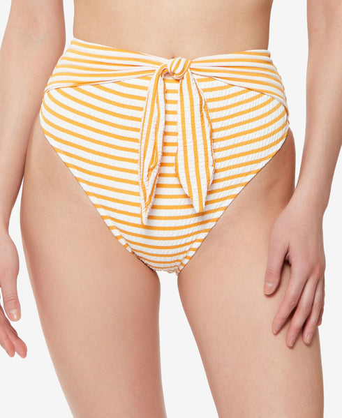 Sunshine Stripe High-Waist Bikini Bottoms